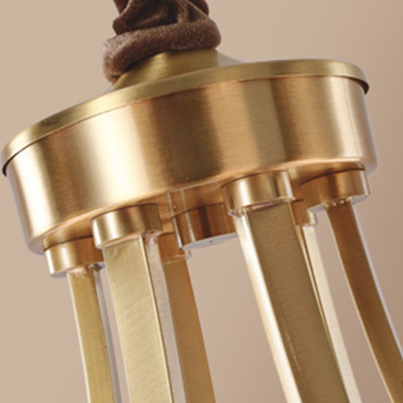 Copper Chandelier Light Fixtures American Style Multi-Head Bell Suspension Lamps for Living Room