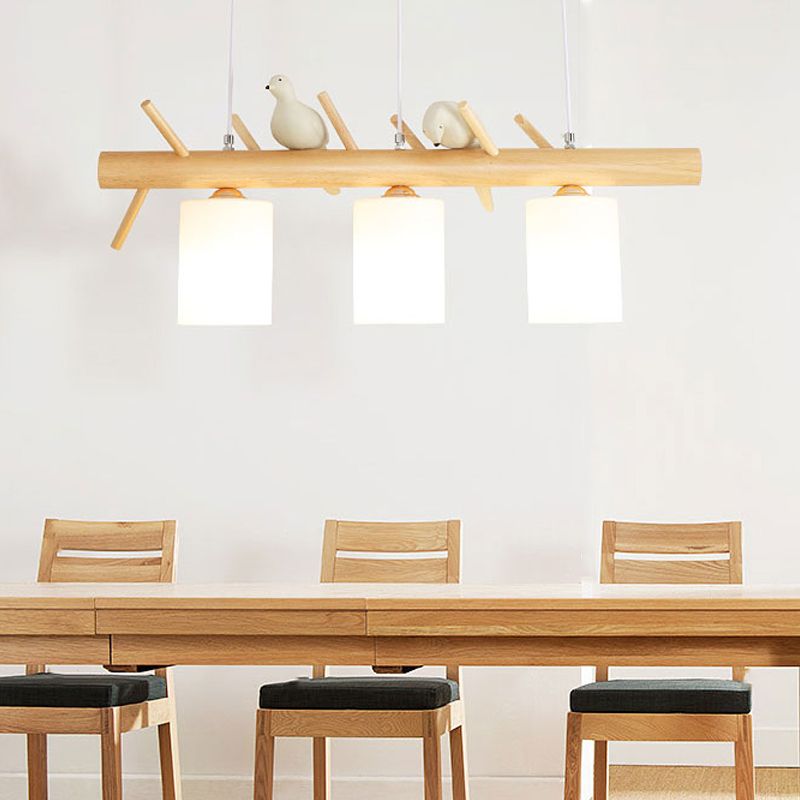 Modern Island Lighting Cylinder Glass Chandelier Light Fixture for Dining Room