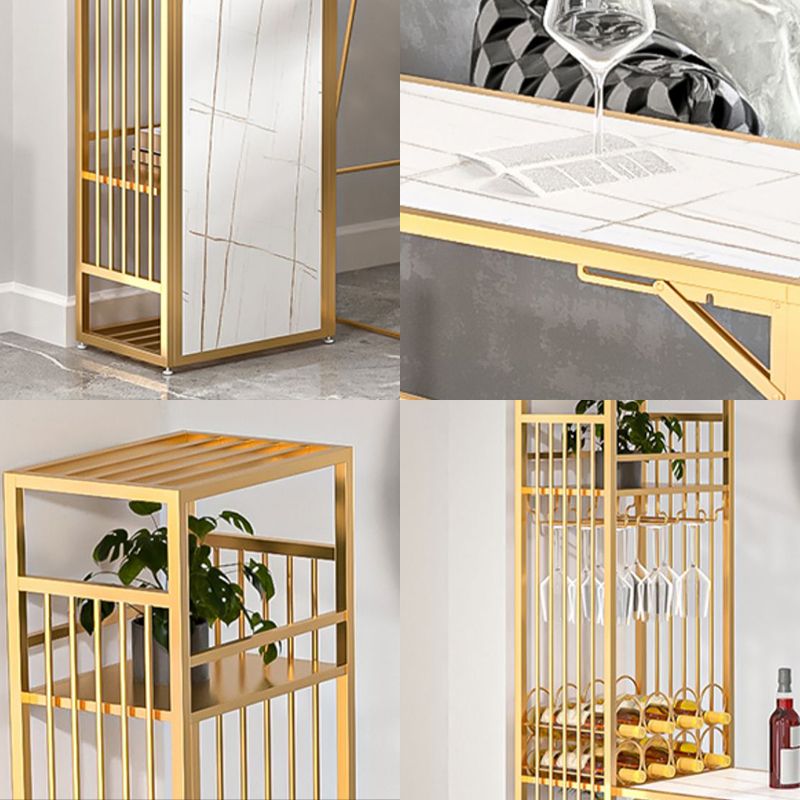 Glam Style Iron Bar Table 41.3"H Bistro Table with Wine Rack for Living Room