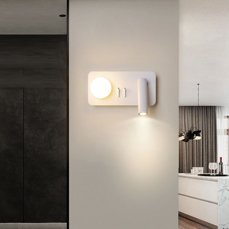 Modern LED Metal Wall Sconce Geometric Shape Wall Light with Acrylic Shade for Bedroom