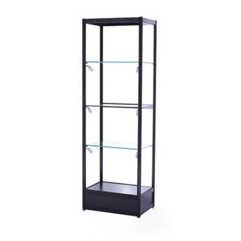 Metal Curio Cabinet Modern Black Display Stand with Three Glass Shelves