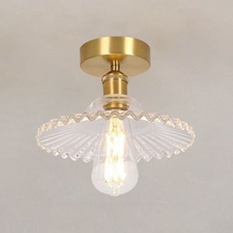 1-Light Ceiling Light Modern Ceiling Mount Lamp with Glass Shade for Bedroom
