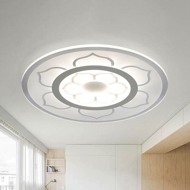 Acrylic Lotus Flush Mount Lamp Simple LED 8"/16.5"/20.5" Wide Ceiling Flush Light in Warm/White Light
