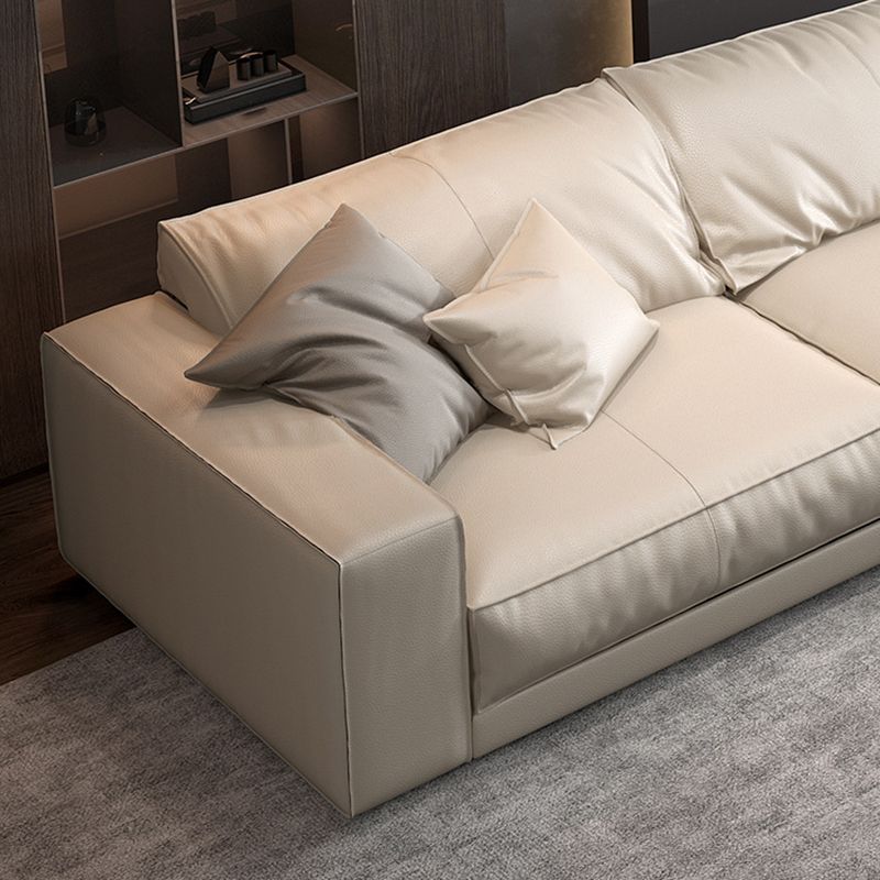 Square Arm Sectional Sofa Contemporary 3-seater Leather Sectional
