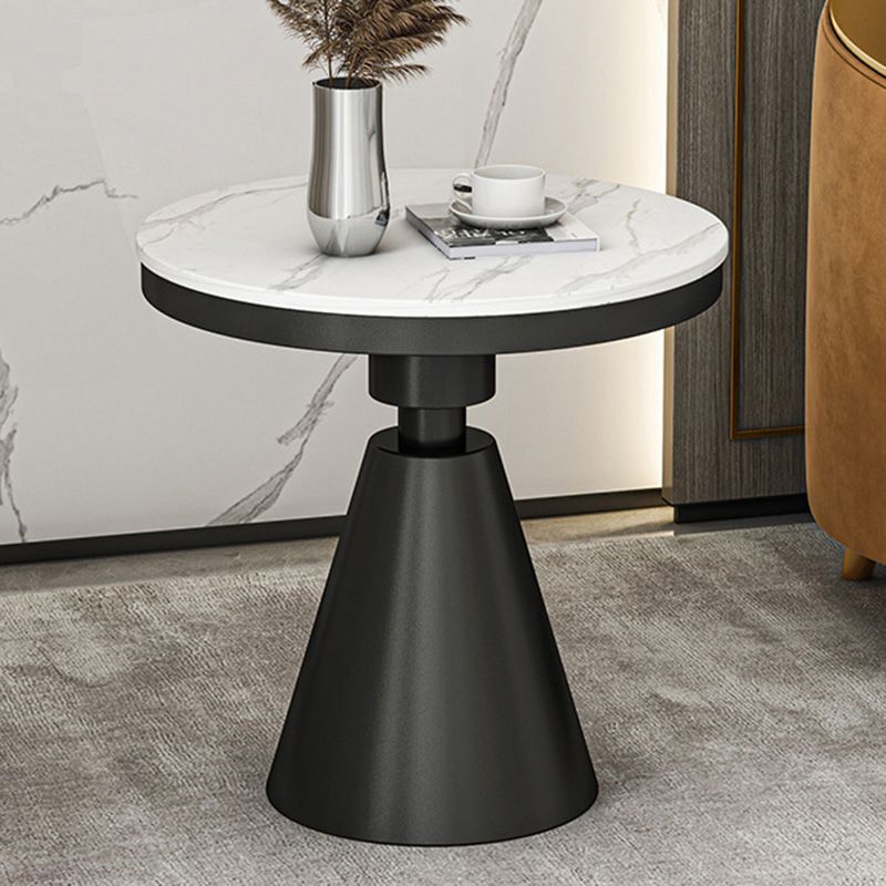22.44" Tall Contemporary Style Side End Table Metal Pedestal Round Sofa Side Accent Table