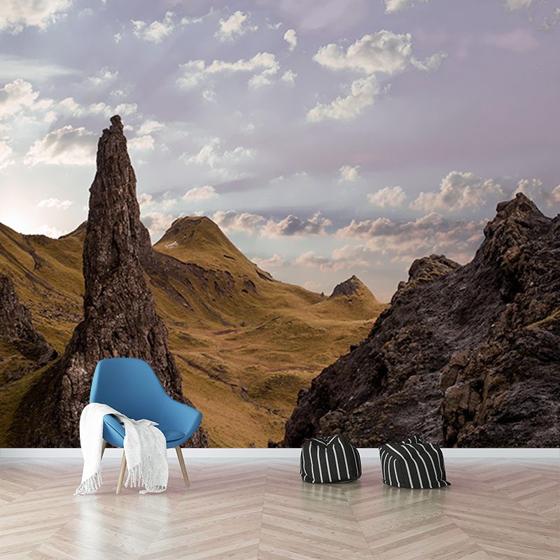 Mountain Landscapes Mural Moisture Resistant Wall Covering for Living Room