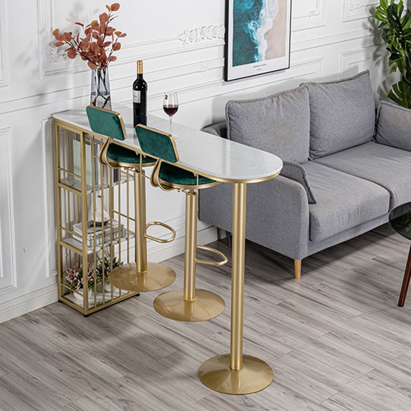 Specialty Indoor Bar Table White Modern Pub Table with Metal Storage