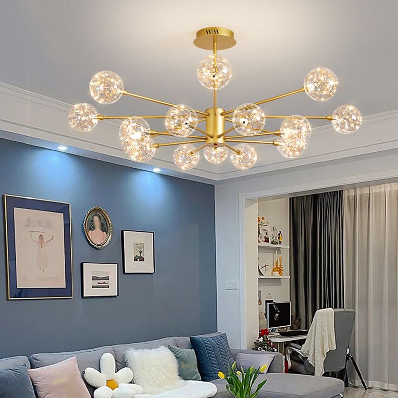 Luce a sospensione a sospensione globale con soffitto in vetro trasparente contemporaneo