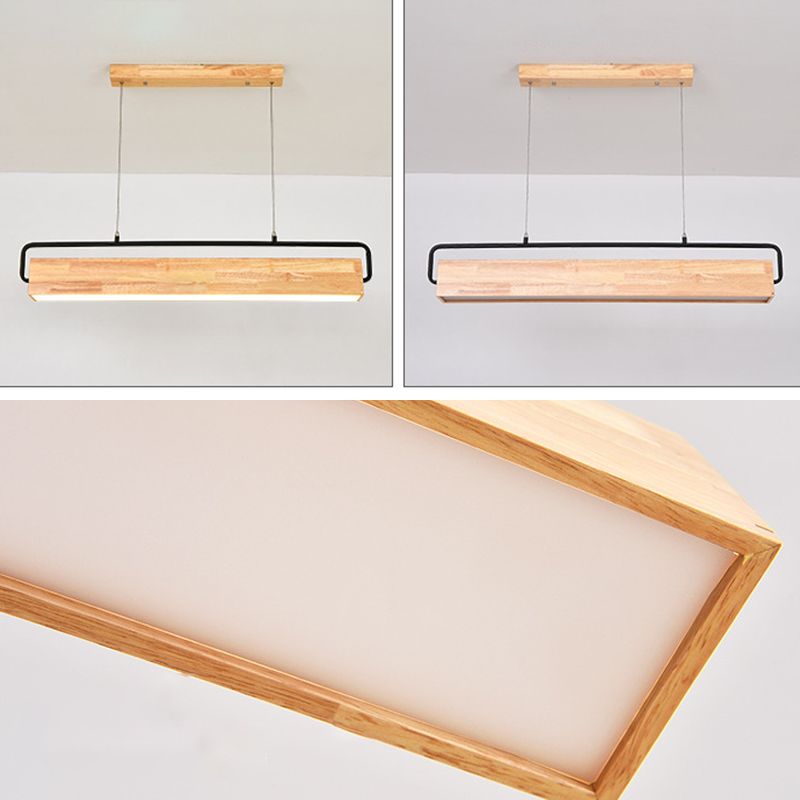 Modern Kitchen Island Lighting Cuboid Island Light Fixture Wood 1 Light Island Lights in Black