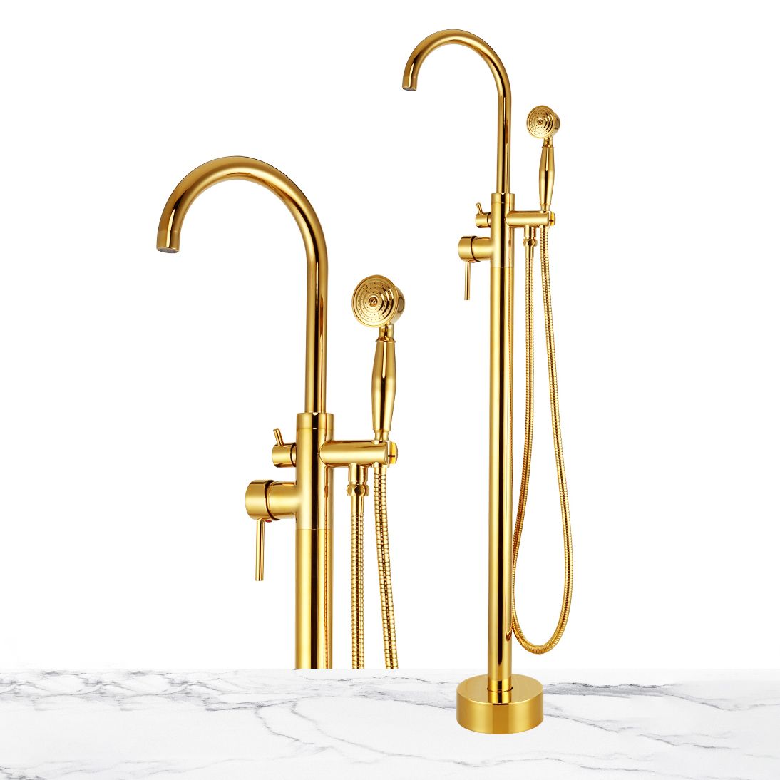 Floor Mounted Metal Freestanding Tub Filler High Arc Freestanding Tub Filler Trim