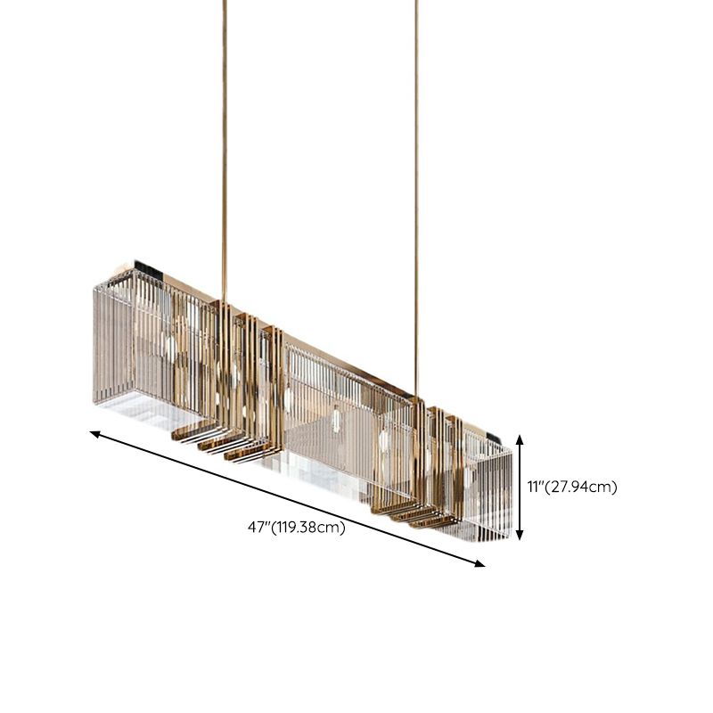 Nordic Style Hanging Lamp Rectangle Shape Island Light Fixture for Living Room