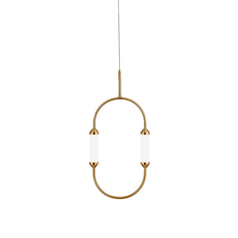 Simple Oval Ring Pendant Metallic 19.5"/20.5"/25" H LED Bedside Hanging Ceiling Lamp in Gold with Acrylic Shade, White/Warm Light