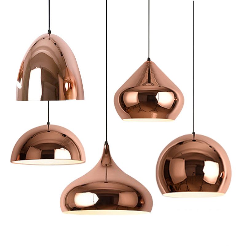 Metallschattierte Anhänger Light Kit Moderne Roségold -Hängeleuchte für Esszimmer