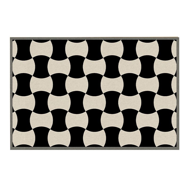 Modern Style Geometric Rug Rectangle Shape Living Room Carpet Polyester Washable Area Rug