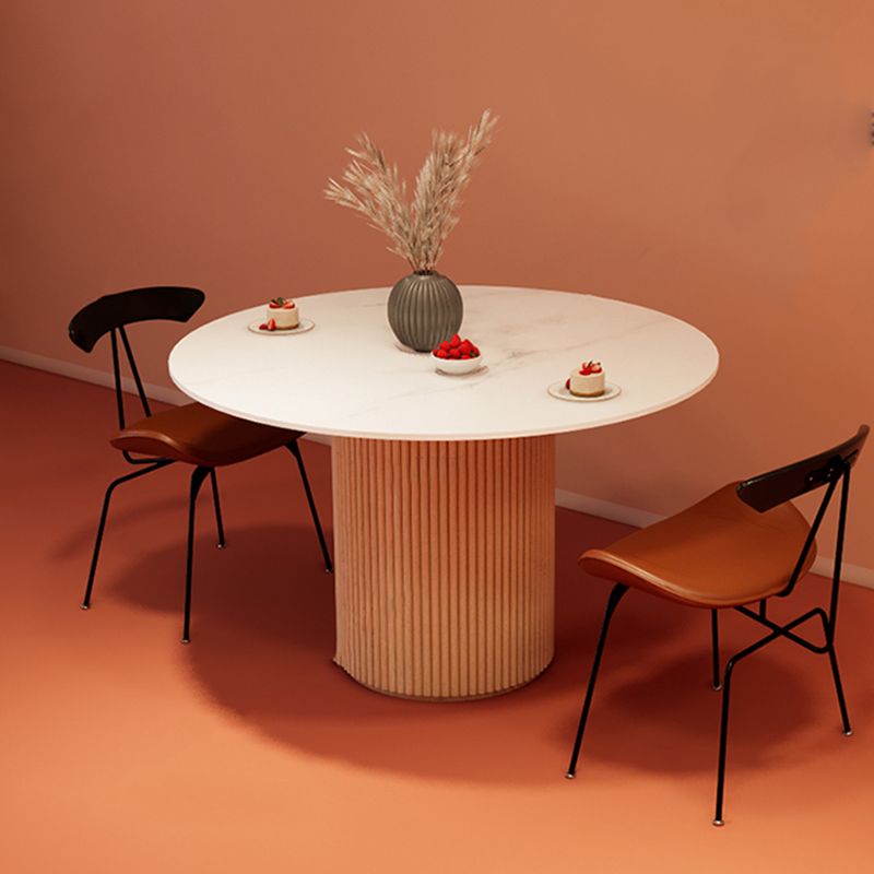 Simple Round Top Dining Table Solid Wood Base Dining Table for Living Room