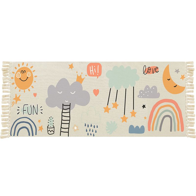 Multi Color Funky Rug Cotton Geometric Shapes Rug Pet Friendly Machine Washable Carpet for Bedroom