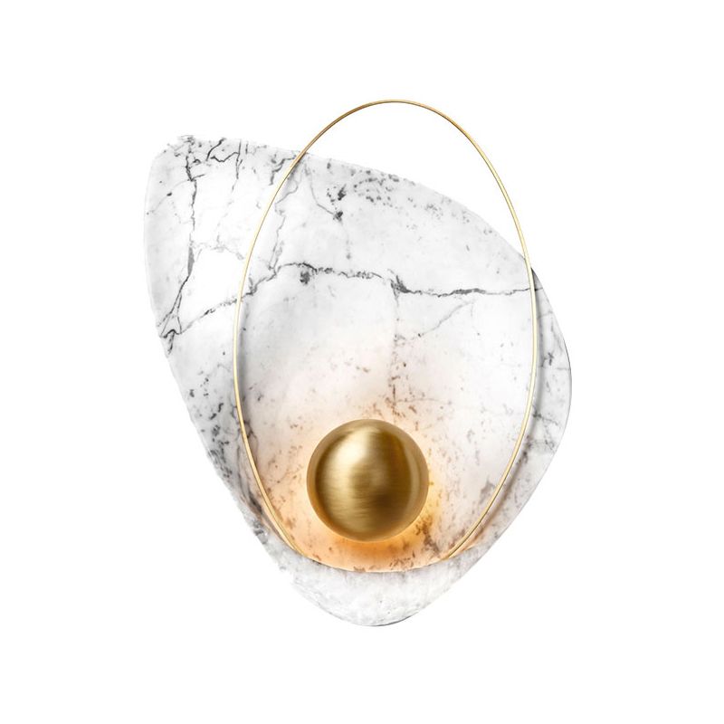 Teardrop Marmor Lampenlampendesigner 1-Licht schwarz/weiße Flush-Montier-Wandleuchte für Wohnzimmer