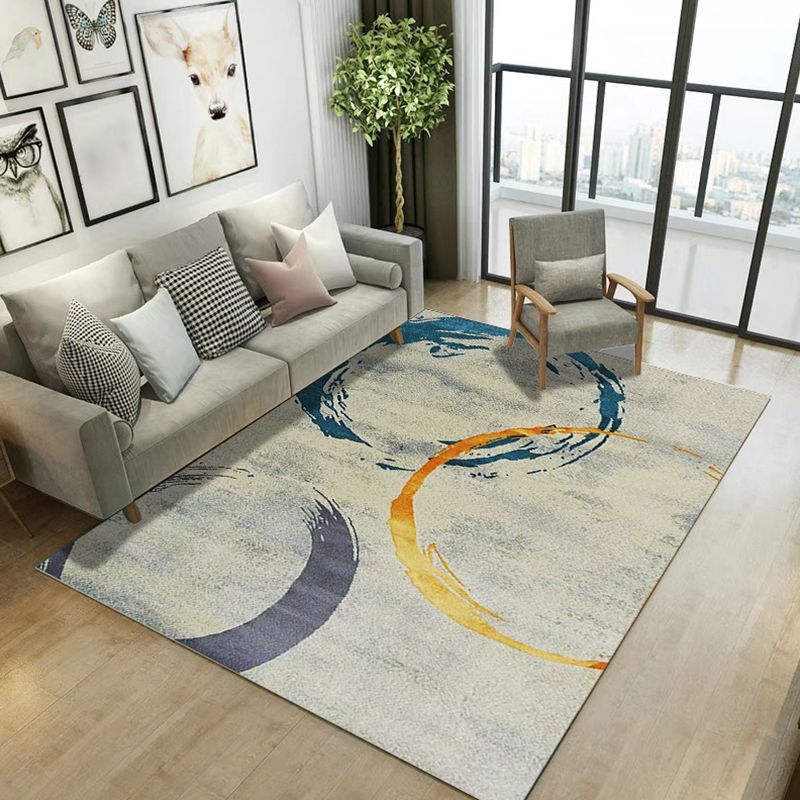 Luxury Living Room Rug Multi Color Geometric Area Rug Polypropylene Easy Care Machine Washable Carpet