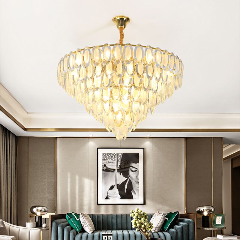 Ovale Crystal Gold Semi Flushmount superbe 5 bulbes de style moderne plafond Flush Mount Light pour le salon