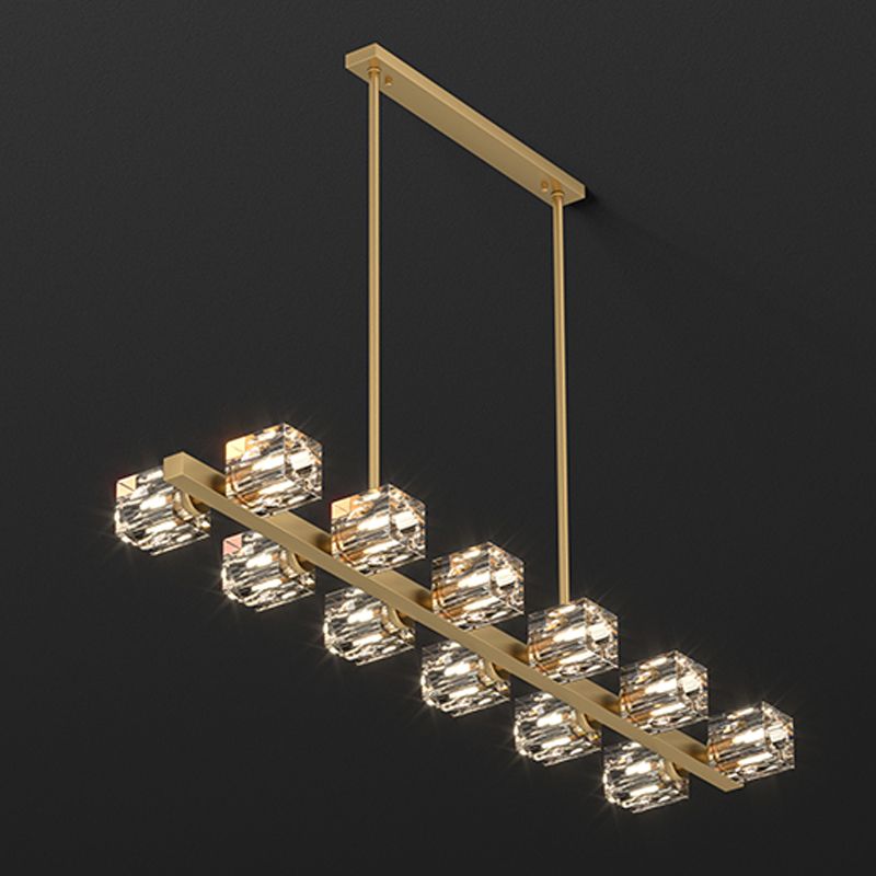 Cube Island Lighting Luces de isla contemporánea con sombra de cristal