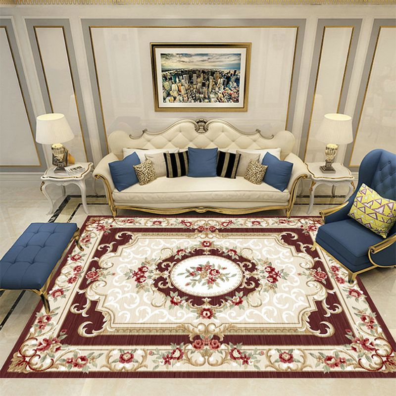 Funky European Rug Classic Medallion Print Area Rug Polyester Stain Resistant Carpet for Home Decor