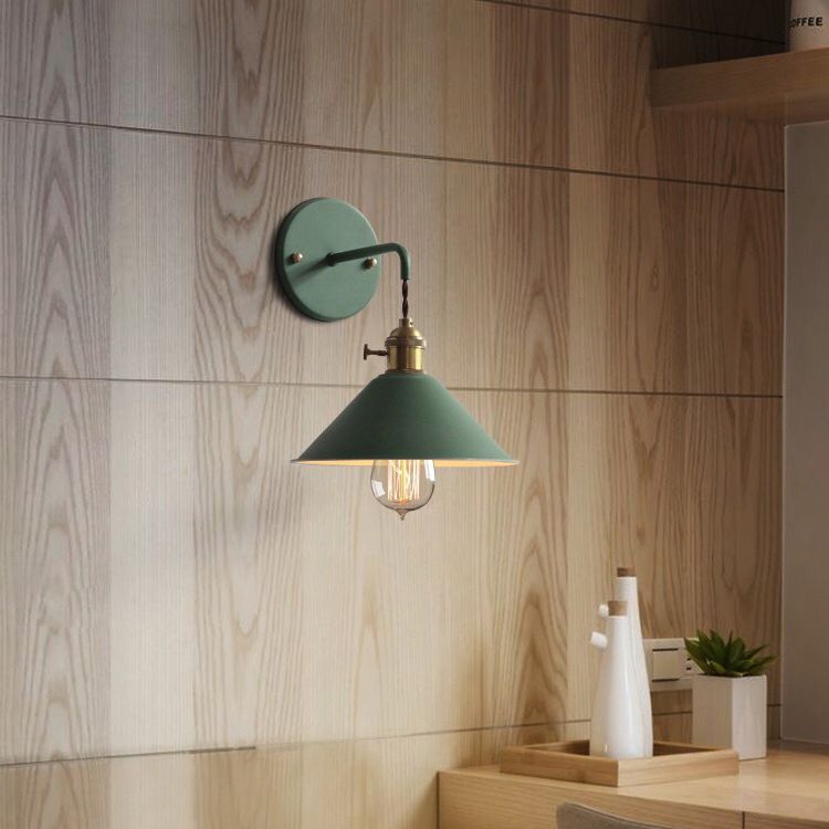 Colorful Metal Wall Mount Lamp Macaroon Style Single Light Sconce for Bedroom