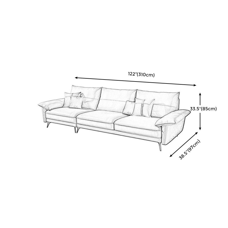 Brown Genuine Leather Sectional Sofa Set Pillow Top Arm Sectionals Couch with Pillows