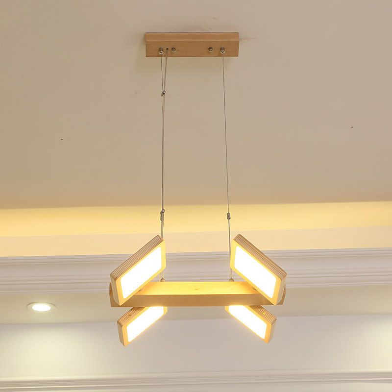 Pendentif à LED de style japonais Restaurant en bois d'éclairage en bois suspendu avec une teinte acrylique