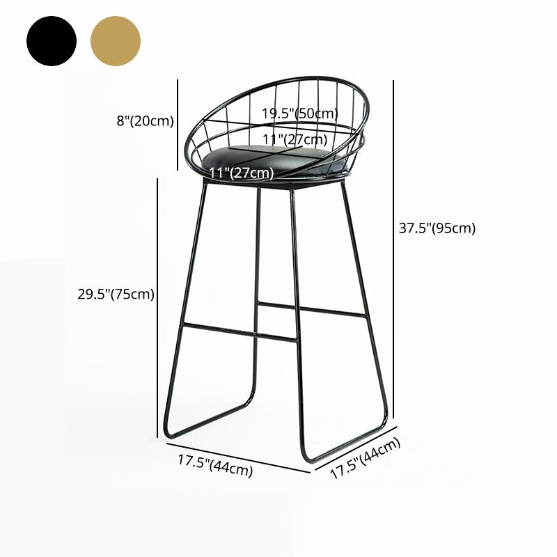 Taburetes de bar escandinavos, taburetes de bar de interior con respaldo bajo de cuero y hierro con patas de trineo