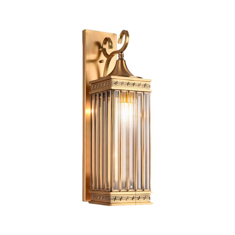1/3-Head Rectangle Sconce Light Fixture Traditional Brass Metal Wall Light Sconce for Foyer, 18"/24.5" H
