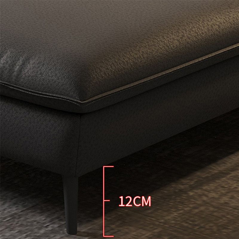 Glam Stationary Faux Leather Living Room Recessed Arm Cushions Sofa