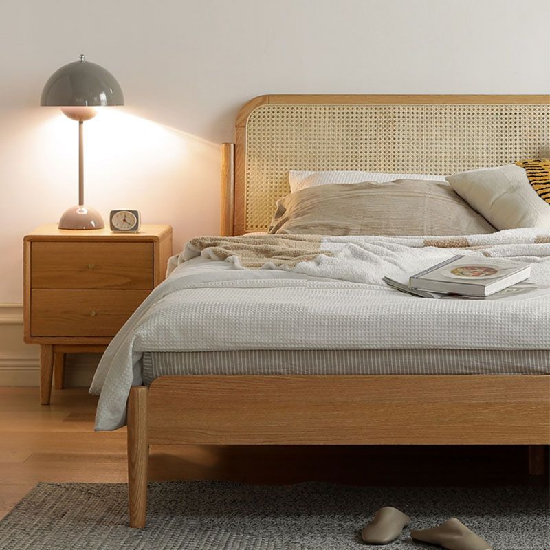 Contemporary Solid Wood Bedside Cabinet with 2 Drawers for Bedroom