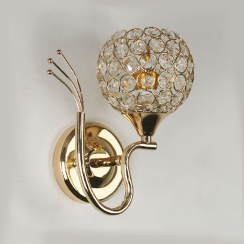 Lampada a monte a parete globo moderna illuminazione montata a parete a 1 luci con un ombra di cristallo chiaro