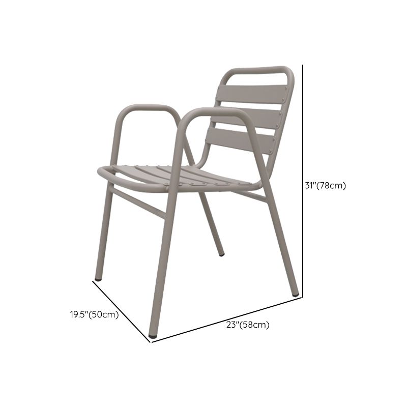 Industrial Armchair Open Back Metal Patio Dining Chair with Arm