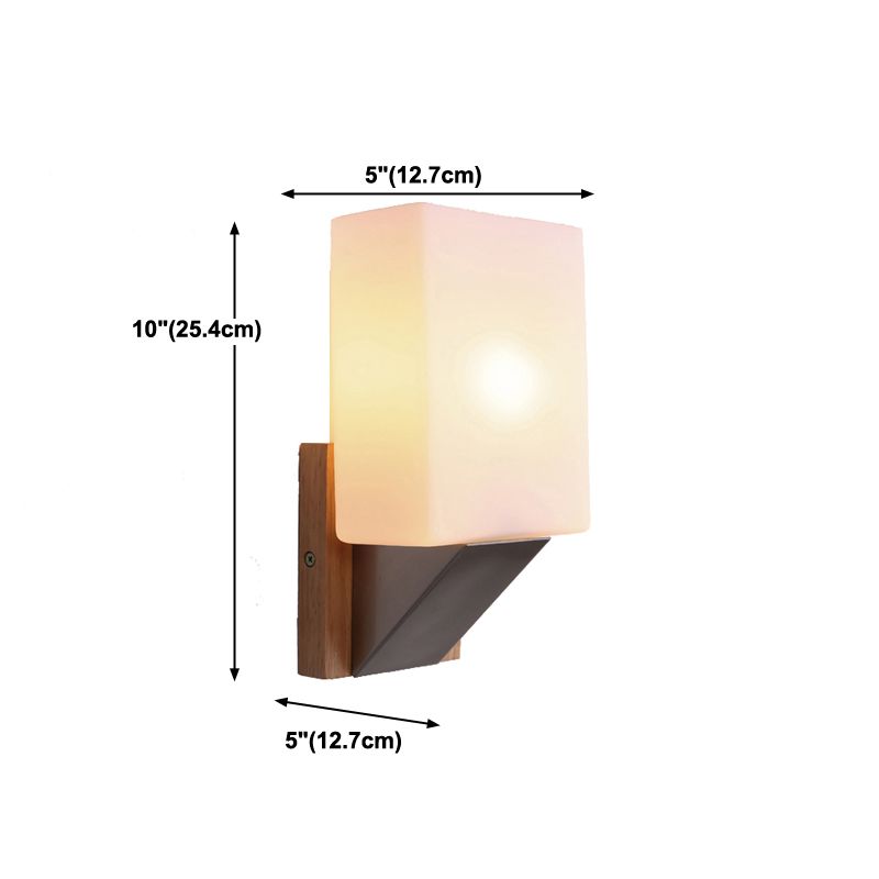 Modern Style Rectangle Sconce Light Fixtures Wood 1 Light Wall Mounted Lighting