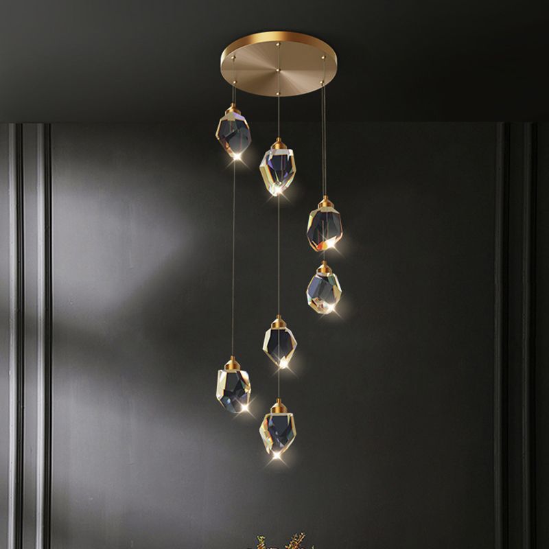Zeitgenössische LED Hanging Deckenleuchte Kristall geometrische Deckenleuchte