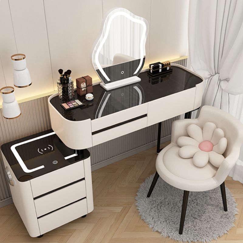 Contemporary Glass Makeup Vanity Desk Bedroom Vanity Dressing Table with Drawer