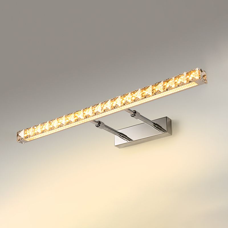1 Light Linear Vanity Lighting Fixtures Modern Style Crystal LED Mirror Lights