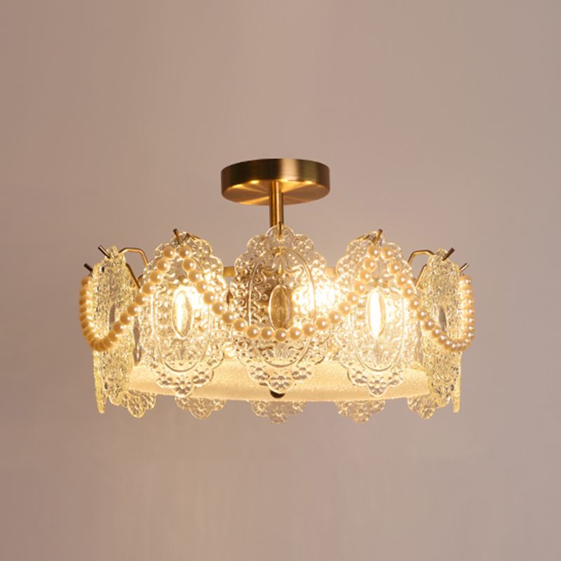 Contemporary Ceiling Light Creative Flush Mount Ceiling Light Fixture with Glass Shade