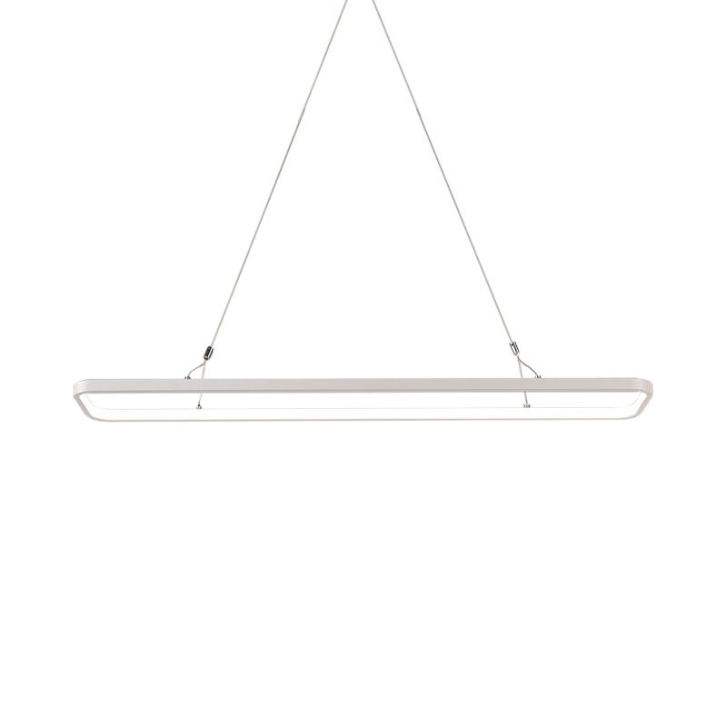 23.5"/39"/47" L Dining Room LED Pendant Light Minimalistic White Island Lamp with Rectangle Acrylic Shade, Warm/White Light
