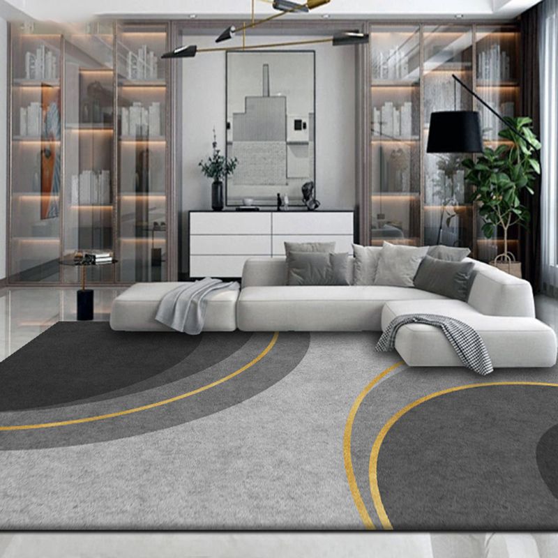 Grey Contemporary Rug Blending Graphic Rug Non-Slip Backing Rug for Home Decor
