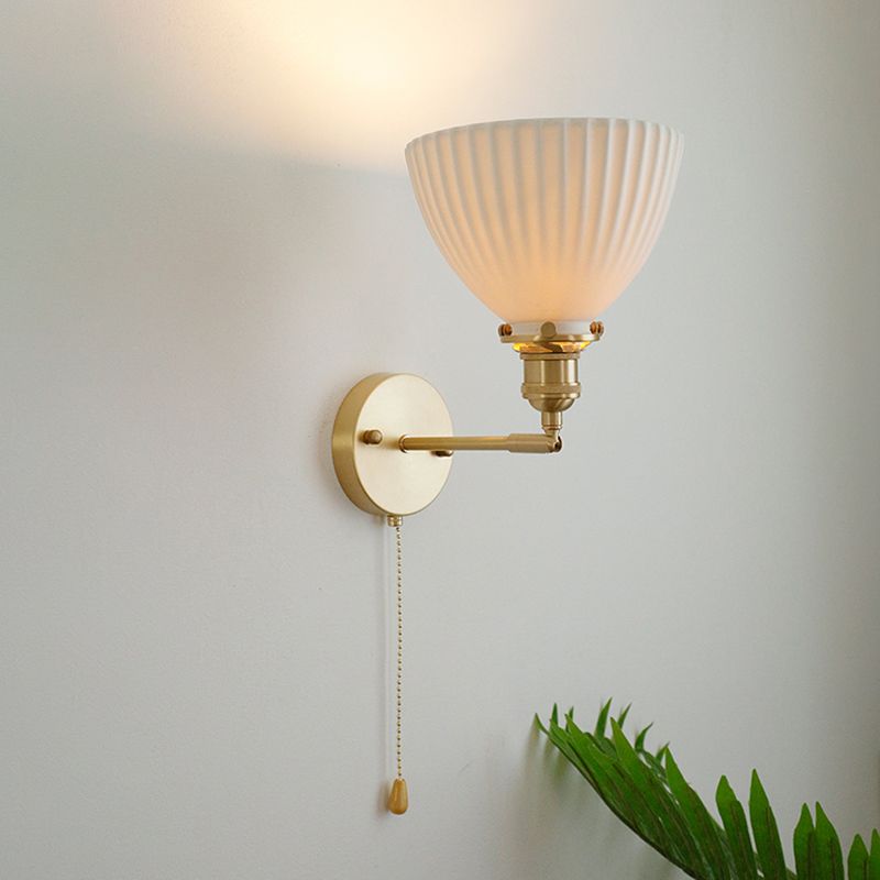 Metal Flared Wall Sconce Lights Modern Style 1 Light Wall Mounted Lamps in White