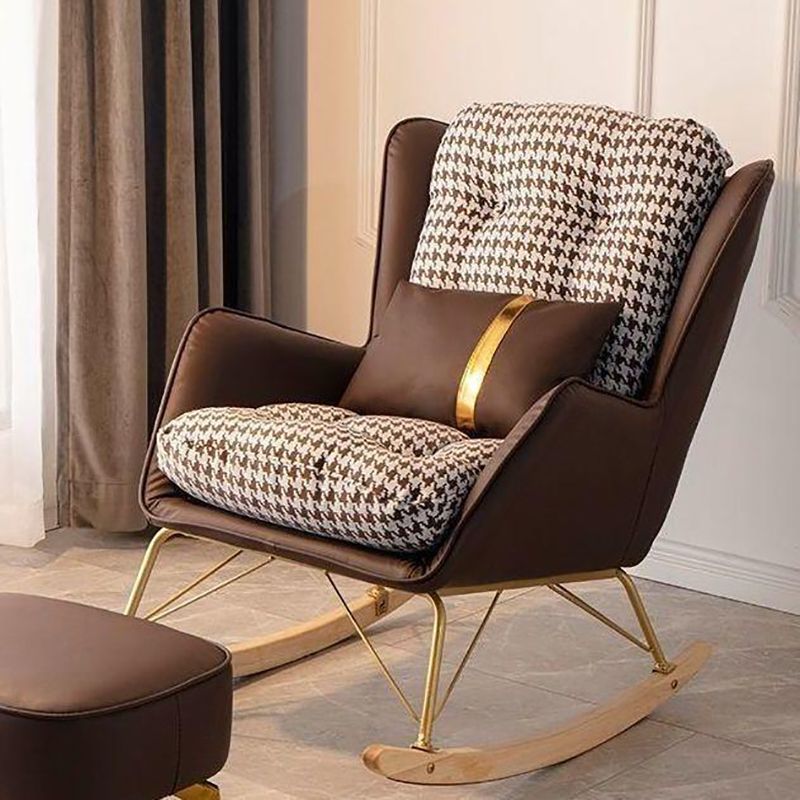 Modern Upholstered Rocker Chair Metal Frame Dirt Resistant Rocker Chair