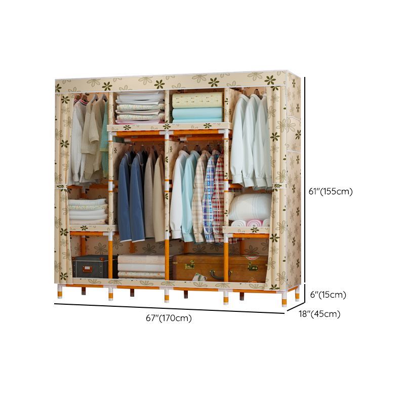 Modern Wardrobe with Clothes Rail Matte Finish Cabinet with Wood Frame