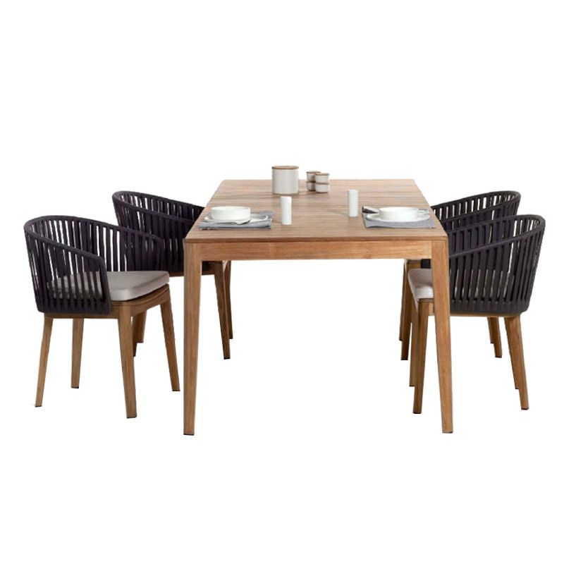 Tropical Brown Teak Upholstered Removable Cushion Outdoor Bistro Chairs