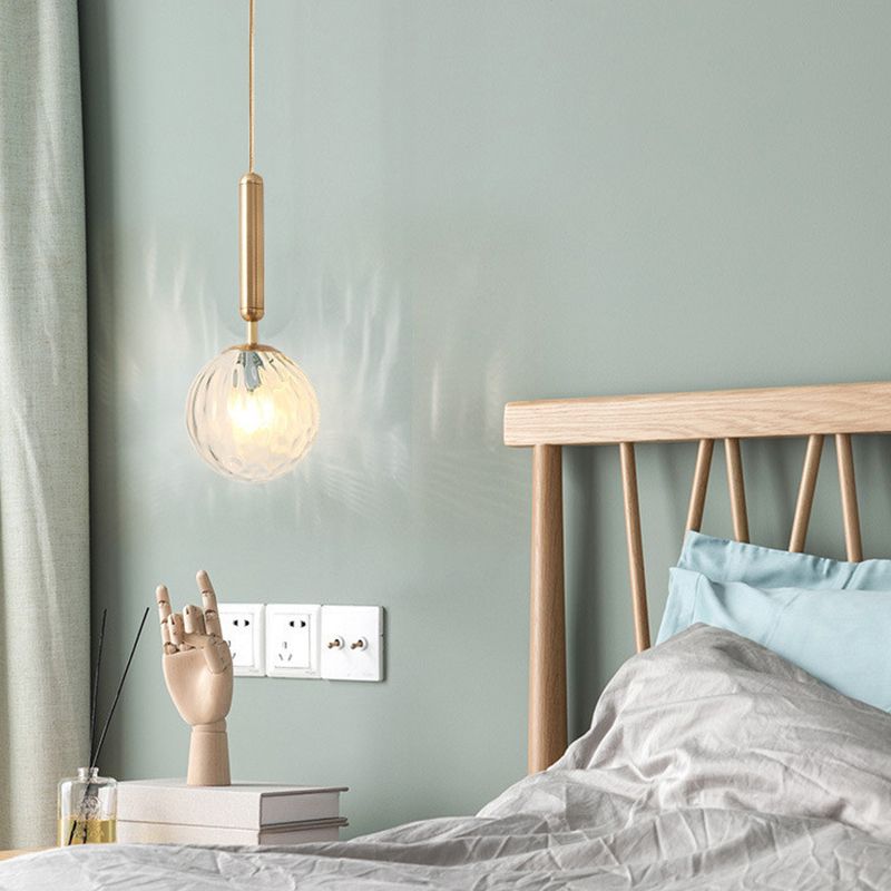 Kit d'éclairage de verre à balle claire à balle moderne 1 pendentif de tête en noir / laiton