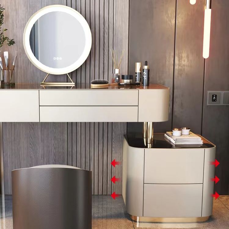Glam Glass Vanity Desk Bedroom Vanity Dressing Table with Drawer