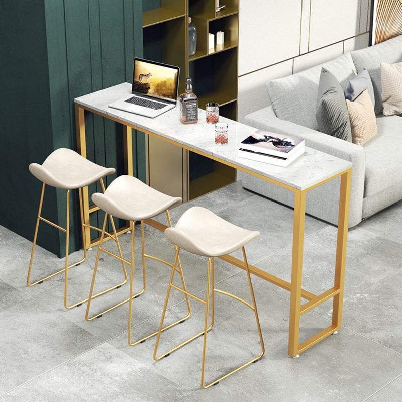 Glam Rectangle Pub Set 1/4 Pieces Counter Table with Upholstered Stools