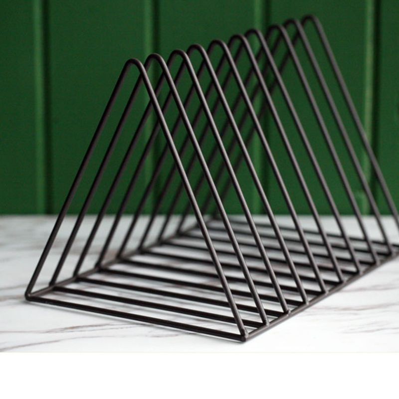 Light Luxury Metal Book Shelf Closed Back Triangle Desktop Bookcase