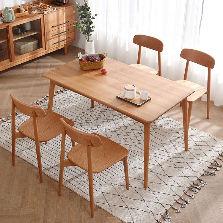 Mesa de comedor de 4 patas de estilo moderno, colección de comedor de madera maciza para interiores